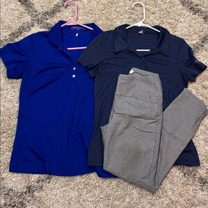 12. Bundle 3 -Alo golf blue shirt M, Nike blue M & lady hagen grey pants- SM